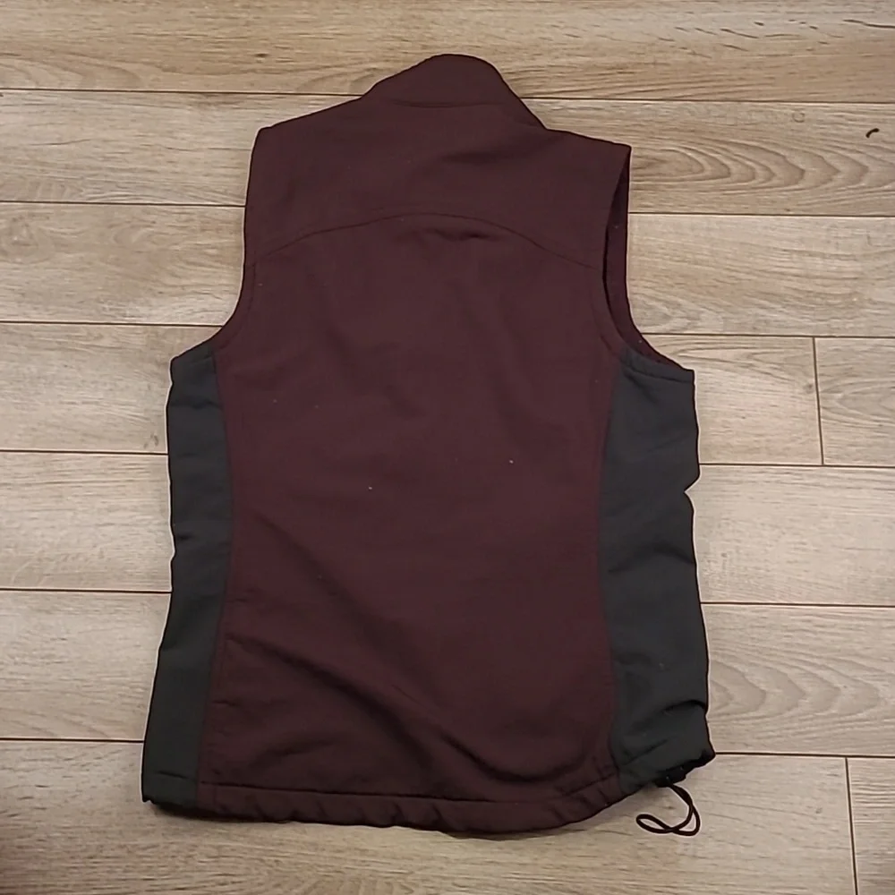 IBEX Dark Purple Grey Block Wool Blend Fleece USA Sz‎ S Mens Full Zip Vest VTG